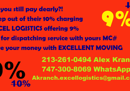 Owner operators truck drivers needed 9% with our MC# and 5% with yours